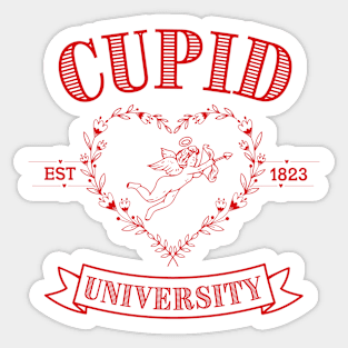 Cupid University T-Shirt, Cute Valentine's Day Shirt, Cute College Sweatshirt Classic T-Shirt, Red Sticker